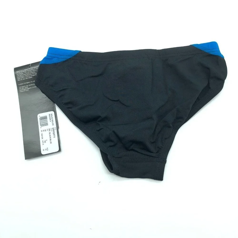 TYR Boys Swimwear Racer Bottoms Briefs Drawstring Blue Black 26 US 10/12 - Picture 2 of 7